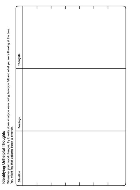 Moodjuice Identifying Unhelpful Thoughts Worksheet Self Help Guide