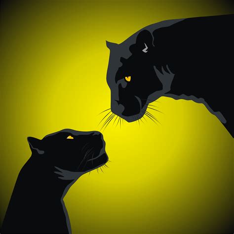 Vector For Free Use Two Black Panthers
