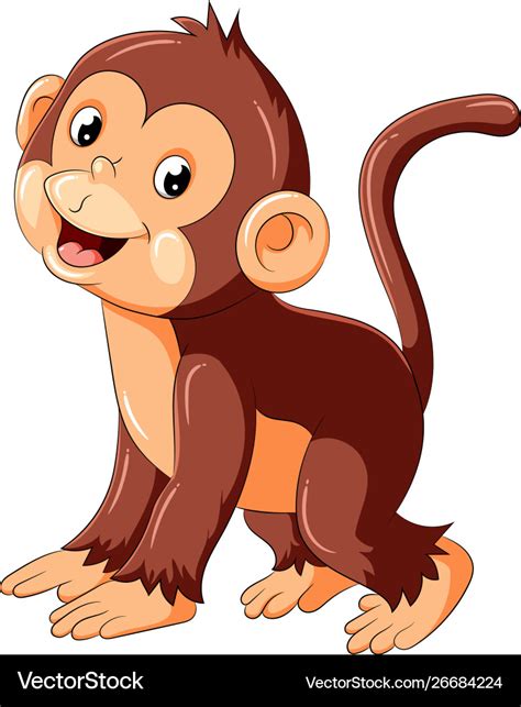 Happy Monkey Cartoon Walking Royalty Free Vector Image