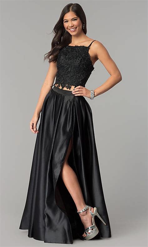 Square Neck Lace Bodice Two Piece Long Prom Dress Beautiful Prom
