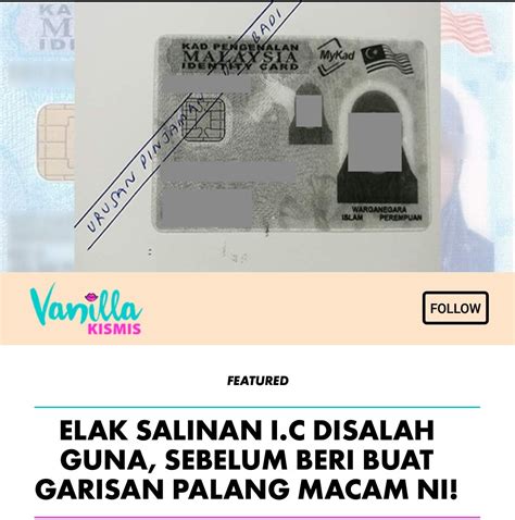 Cara untuk mengelakkan kejadian ini berlaku menurut persatuan pengguna islam malaysia ppim adalah dengan membuat garisan atau palang pada penjuru kanan salinan kad pengenalan. MOshims: Palang Pada Salinan Kad Pengenalan