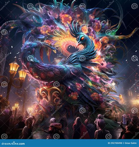 Phantasmagoric Parade: a Spectacle of Otherworldly Celebration Stock