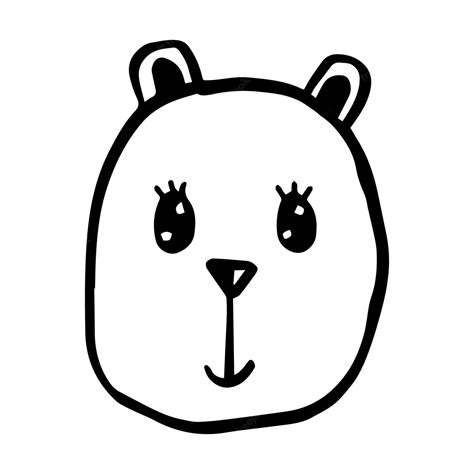 Premium Vector Vector Black Outline Flat Cartoon Doodle Bear Face