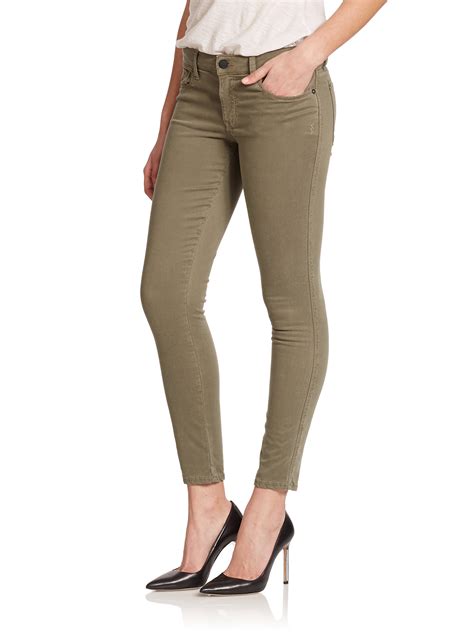 Lyst Genetic Denim Daphne Mid Rise Cropped Skinny Jeans In Green