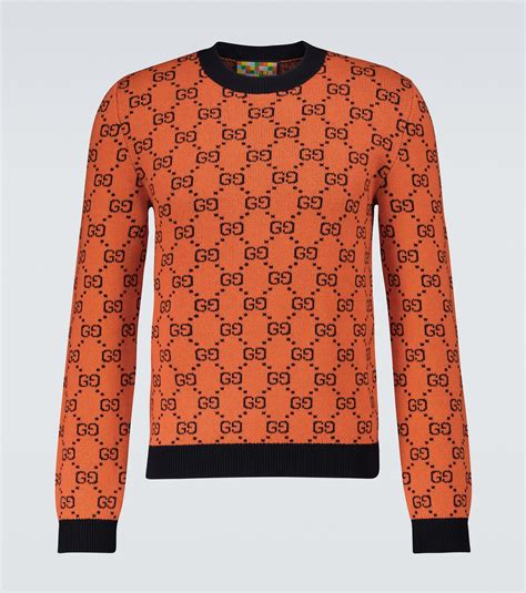 Gucci Gg Multicolor Crewneck Sweater In Orange For Men Lyst