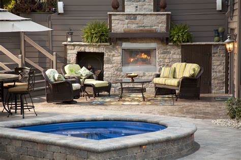 Patio Hot Tub And Outdoor Fireplace For The Home Pinterest