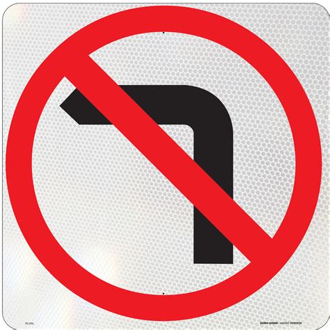 No Left Turn Symbolic 450x450 Class 1 Alum Euro Signs And Safety
