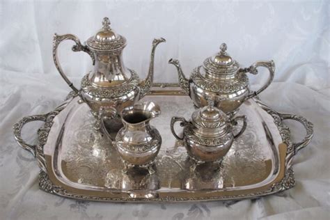 Rogers Bros Coffee Tea Set 1847 Silverplate Heritage Pot Teapot Tray