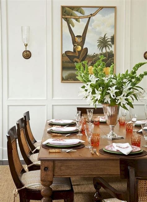 Colonial dining table oval top with double extensions made of. 40 Enchanting Rustic Dining Room Decor Ideas (With images) | Colonial dining room, British ...