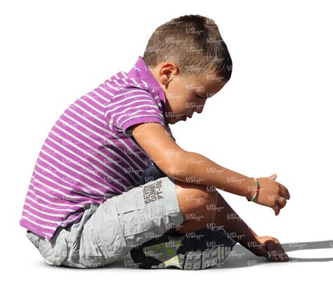 Small Boy Sitting On The Ground And Playing Cut Out People Vishopper