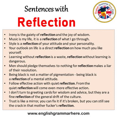 Sentences With Reflection Reflection In A Sentence In English