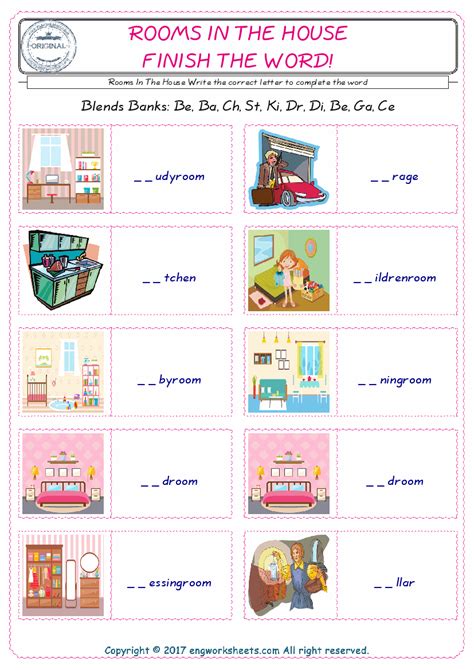 Rooms In The House Esl Printable English Vocabulary Worksheets