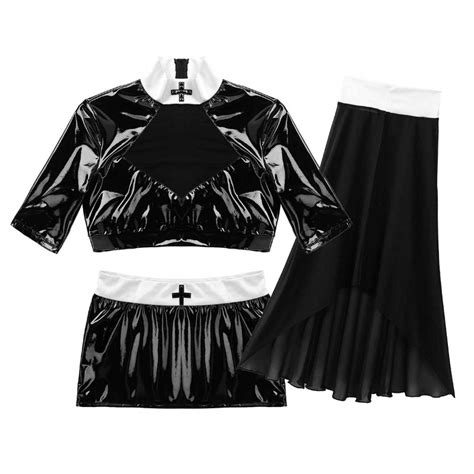 3pcs Women Adults Faux Leather Naughty Halloween Party Sexy Nun Cosplay Costume Buy Wholesale