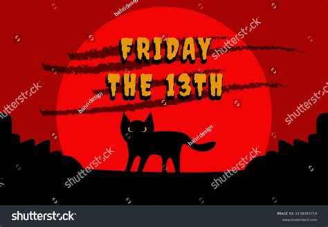 Flat Illustration Friday 13th Black Cat Stock Vector Royalty Free