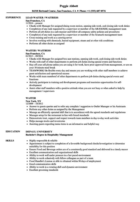 Know what information a cv generally contains. Waitress Resume Examples | IPASPHOTO