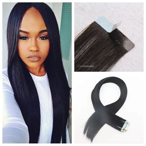 Hot Remy Tape In Human Hair Extensions Brazilian Virgin Hair Extension Jet Black