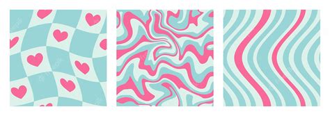 Premium Vector 1970 Trippy Heart Wavy Swirl And Groovy Lines