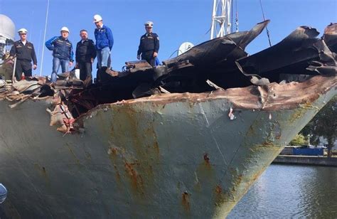 The Entire Bow Of The Russian Warship Was Destroyed It Almost Drowned