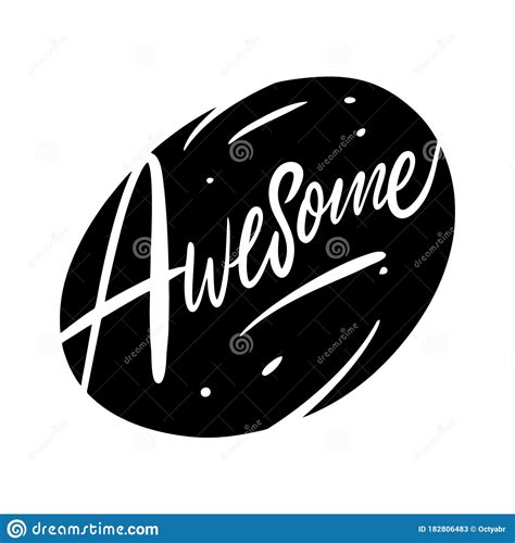 Awesome Word Hand Written Lettering Black Color Vector Illustration