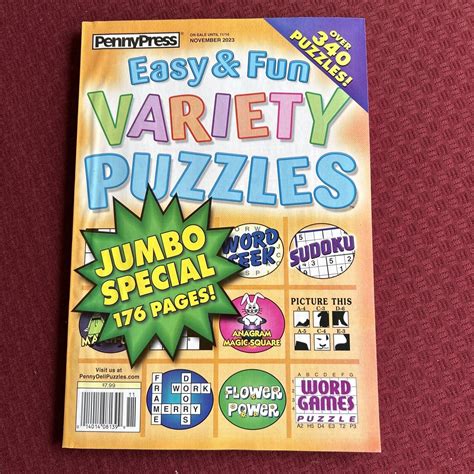 Penny Press Easy And Fun Variety Puzzles Jumbo Special 176 Pages Nov