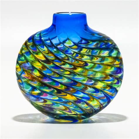 Optic Rib Flat Vase By Michael Trimpol And Monique Lajeunesse A Rainbow Of Color Shimmers In