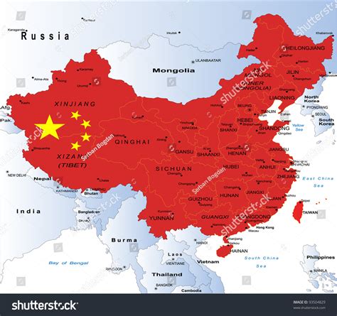 Political Map China Stock Vector 93504829 Shutterstock