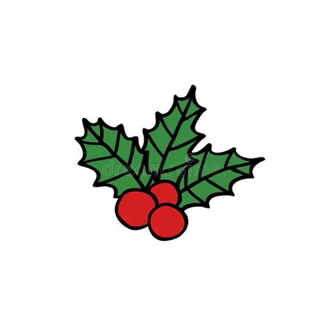 Mistletoe Doodle Icon Vector Illustration Stock Illustration