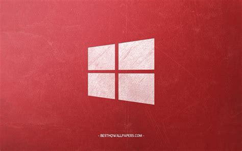 Download Wallpapers Windows 10 Logo Red Retro Background Emblem