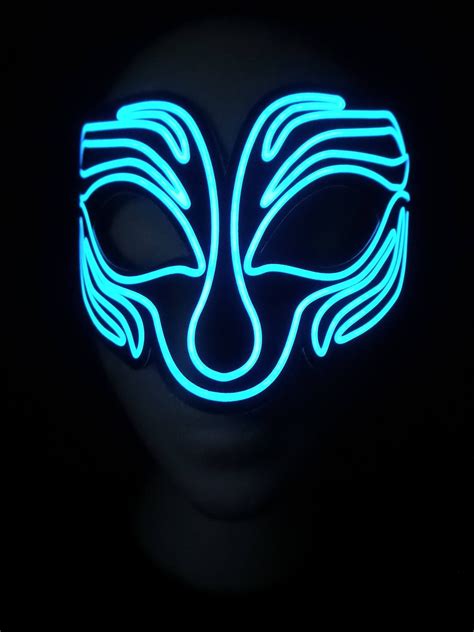 Blue Masquerade 2 Led Light Up Rave Mask For Dj Edc Ultra Etsy