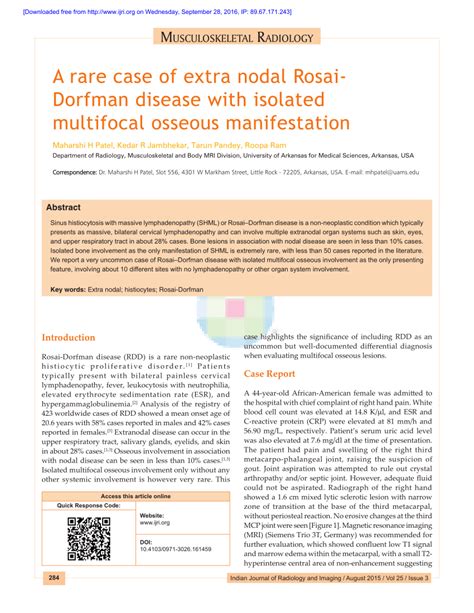 Pdf A Rare Case Of Extra Nodal Rosai Dorfman Disease With Isolated