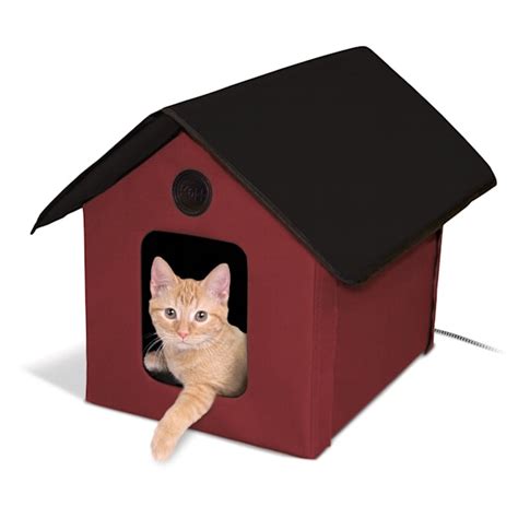 Kandh Red And Black Outdoor Heated Cat House Barn 18 L X 22 W Petco