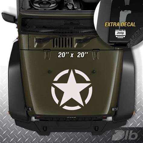 Jeep Wrangler Tj Lj Jk Military Star Vinyl Hood Decal Sticker