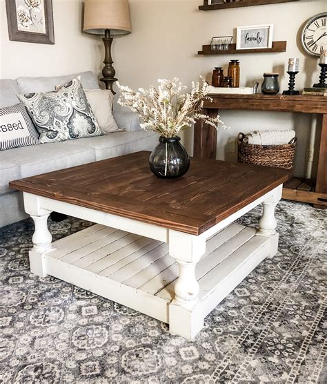 Rustic Baluster Farmhouse Coffee Table Prov Square The Love Made Home