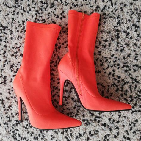 Public Desire Womens Orange Boots Depop