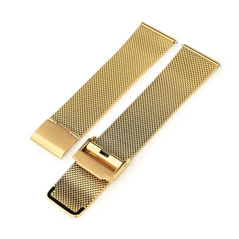 Quick Release Classic Superfine Ip Gold Mesh Watch Band Strapcode