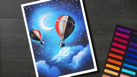 How To Draw Parachute Moonlight Scenery With Soft Pastel Youtube