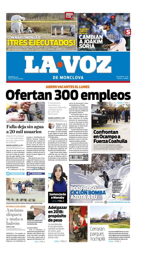 Periodico La Voz Edición Del 05 De Enero Del 2018 By La Voz Monclova