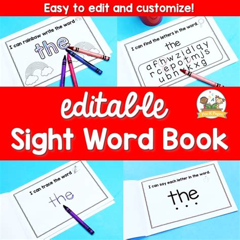 The cover and the text highlight the sightwords and guide the children to discover the key points. Editable Sight Word Books Preview - Pre-K Pages