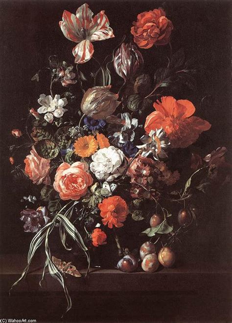 Nature Morte Avec Bouquet De Fleurs Et Aux Prunes De Rachel Ruysch