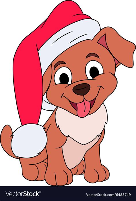 Little Puppy With Santa Hat Royalty Free Vector Image