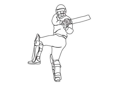 Premium Vector Cricket Player Single Line Art Drawing Continues Line