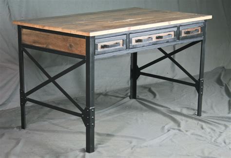 Vintage Style Industrial Desk With Drawers Combine 9 Industrial