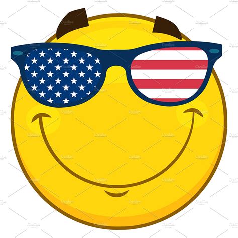 Emoji Face With Usa Flag Sunglasses Illustrator Graphics Creative