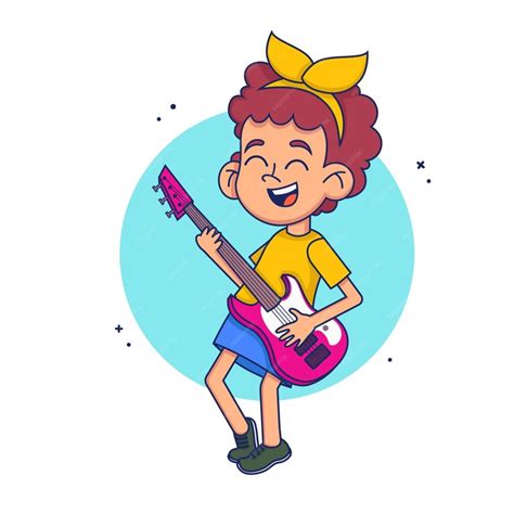 Premium Vector Cool Rock Star Girl Playing Guitar Illustration In Style