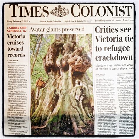Times Colonist Cover Photo - Avatar Grove Protected! — TJ WATT