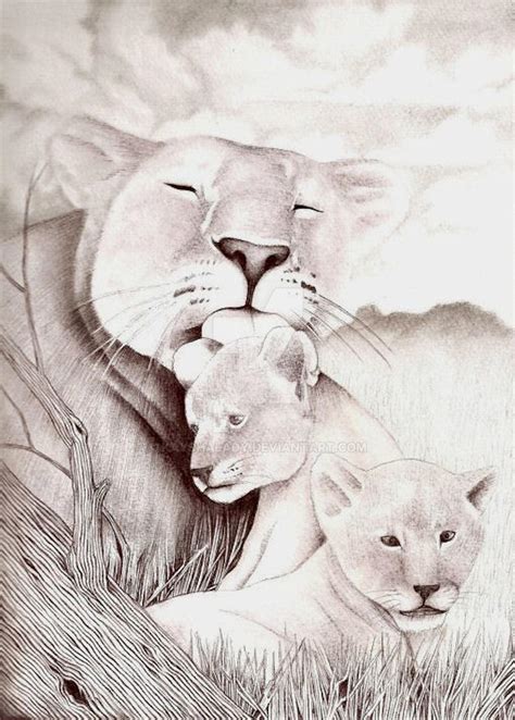 Lioness And Cubs By Kayshalady On Deviantart