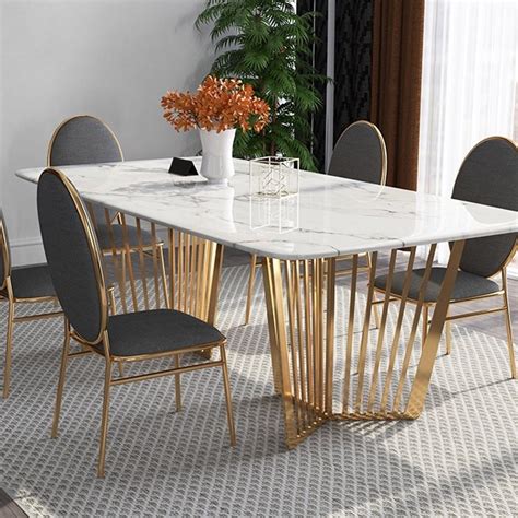 Buy stainless steel dining tables and get the best deals at the lowest prices on ebay! Contemporary 63" Rectangular Faux Marble Dining Table Gold ...