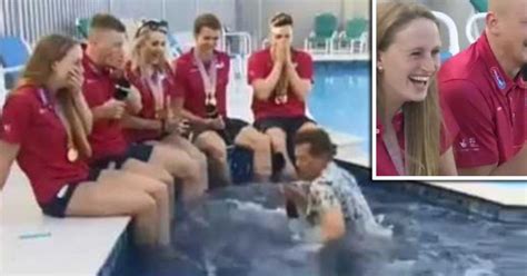 bbc presenter falls in swimming pool during live interview