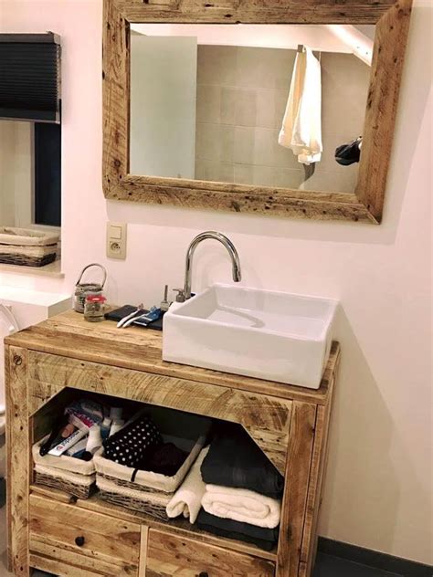 Tailor an epic wooden pallet vanity cabinet; DIY Pallet Bathroom Vanity and Mirror - Pallets Pro