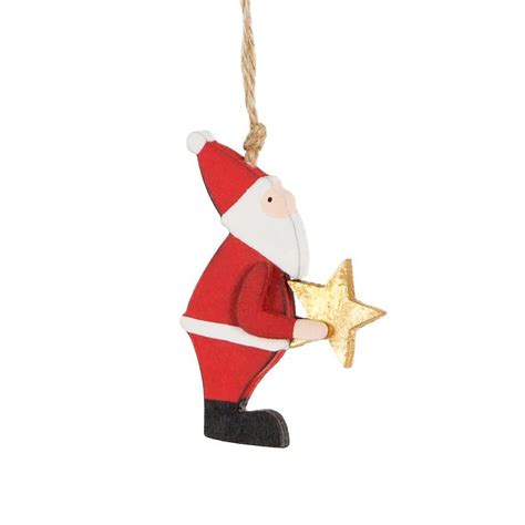 Santa Holding Star Wooden Hanging Decoration The Nifty Nook